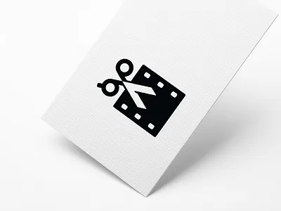video cutout logo, combination of scissors and paper film app cut film logo video