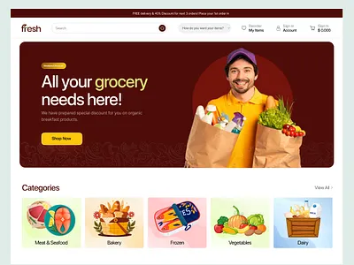 Ecommerce Grocery Shopping Website app clean ui daily ui ecommerce ecommerce website figma design food delivery grocery grocery ui grocery website minimal design online grocery product design responsive design shopping store tamplate ui design website design