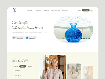 Handcraft Landing Page - Landa Craft design desktopn figma handicraft homepage landingpage mockup nft responsive startup ui ui design uiux user interface web