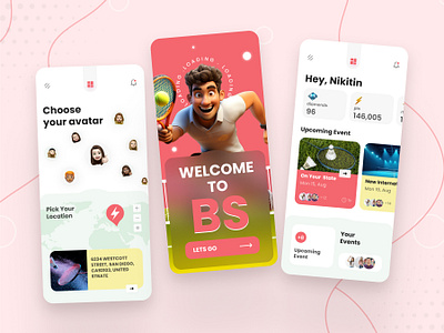 BS – Badminton Sports App UI badmintonapp eventapp mobileappdesign sportsapp uiux userinterface