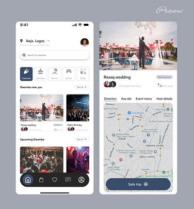 Owambe(party) Event App Finder. ui