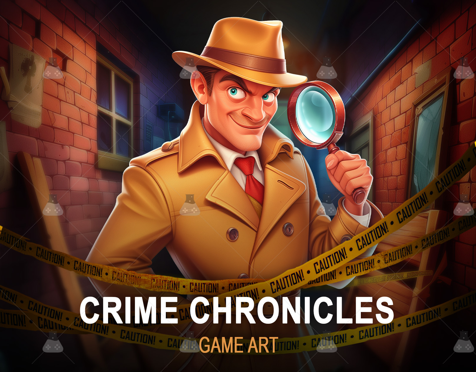 Crime Chronicles – Cartoon Slot Art with Detective Theme 2d artwork crime chronicles slot crime chronicles slot theme game art outsourcing game characters game development gamix labs slot slot art services