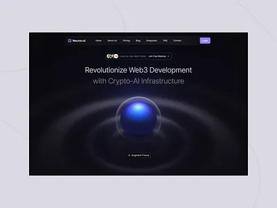 SaaS Landing Page for Crypto-AI Startup 3d hero imahe 3d hero section 3d landing page design 3d web design 3d website ai sphere animated hero image crypto minimalist ripple saas landing page saas website ui design web design