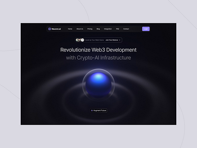 SaaS Landing Page for Crypto-AI Startup 3d hero imahe 3d hero section 3d landing page design 3d web design 3d website ai sphere animated hero image crypto minimalist ripple saas landing page saas website ui design web design