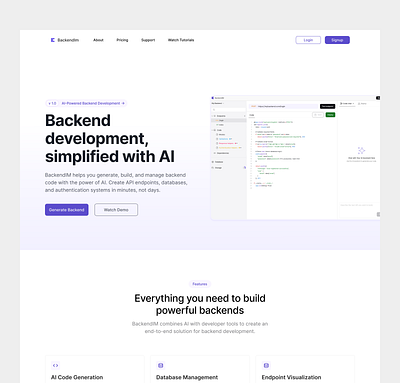 BackendIM- Landing page (Light) backend landingpage product ui