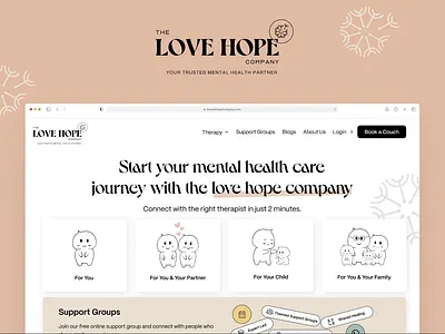 The Love Hope Company - Book a Couch graphic design illustration landing page therapy ui ux