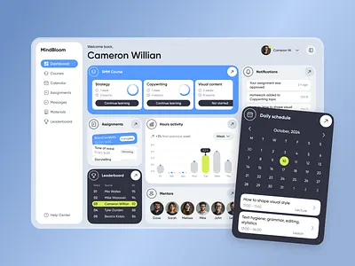 📈 Product design for e-learning platform | Hyperactive blue calendar clean colors dashboard design e courses e learning graphics hyperactive metrics platform platform design product design saas ui user experience user interface ux web design