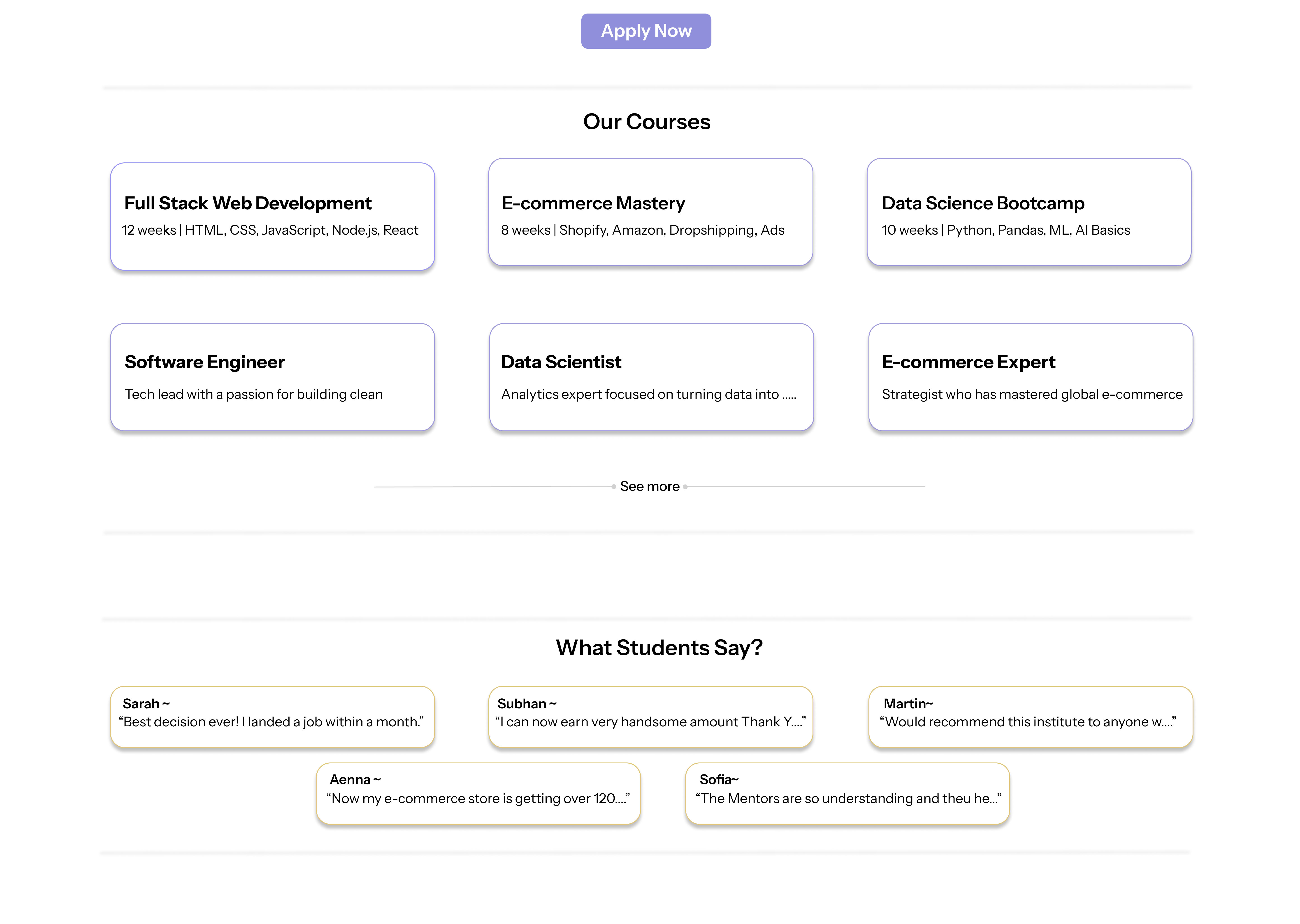 Example of Pexovia Premium Tech Bootcamp Website