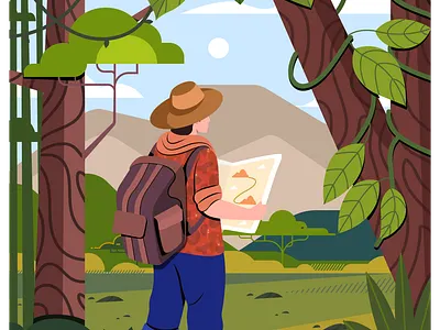 The Traveler 🧳 character design digital art digital illustration flat illustration flat vector illustration landscape illustration travel traveler visual art