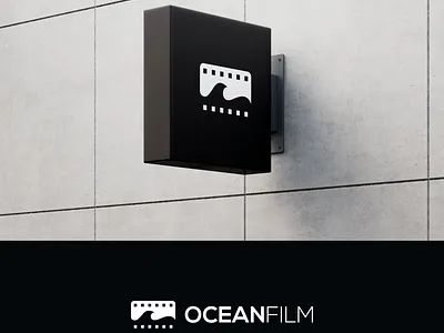 combination of ocean, wave and movie reel logo film logo movie ocean waves
