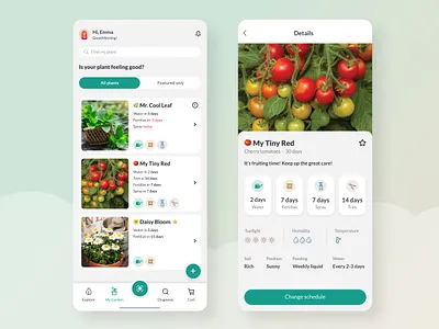 Let it Grow mobile app plant app ui