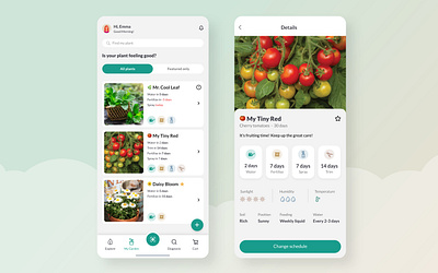 Let it Grow mobile app plant app ui
