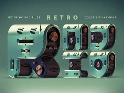 Retro Radio - Color Bitmap Font 3d alphabet design digital font graphic design lettering type typeface typography ui
