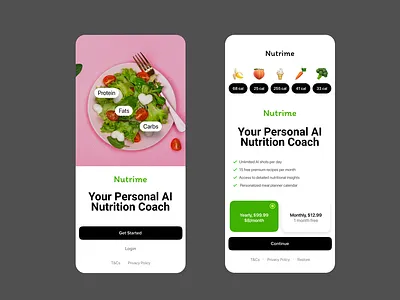 AI Nutrition app splash screen figma health and wellness mobile app design uiux design