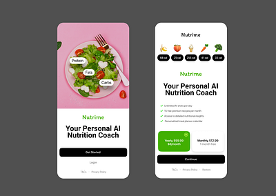 AI Nutrition app splash screen figma health and wellness mobile app design uiux design