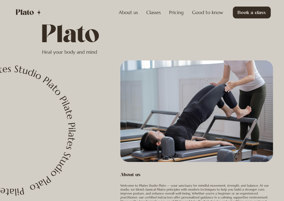Pilates Studio | Landing Page branding landing page pilates ui