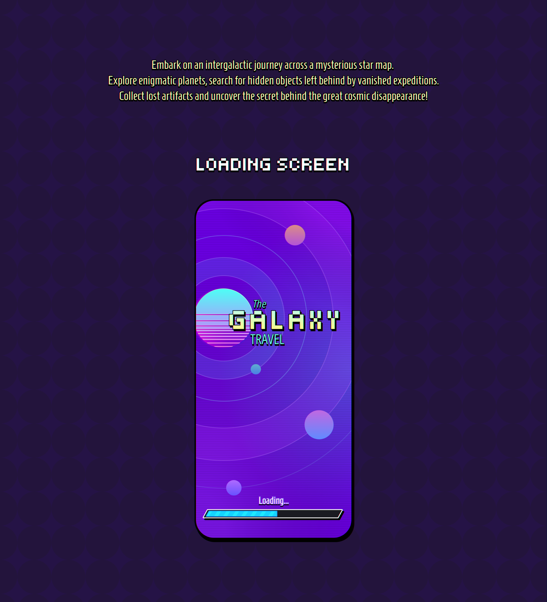 Loading screen cosmos design galaxy game game ui hidden object icon logo progress progress bar ui ux