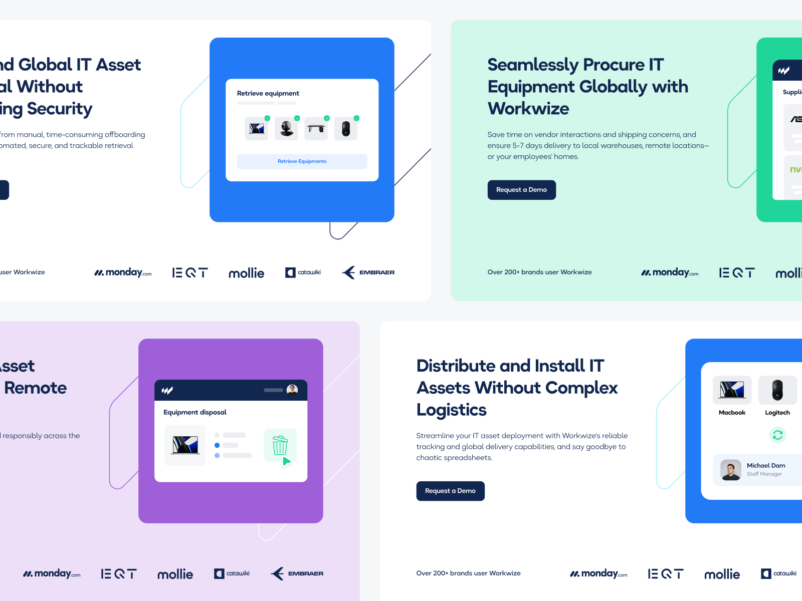Workwize - Solution Pages ai b2b branding clean graphic design icon illustration interface landing pages minimal product remote saas solution tech ui design user experience ux design visual identity web