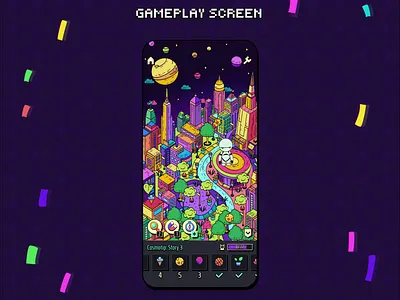 Gameplay Screen animation city game game backgound game ui hidden object illustration item mobile game planet ui ux ui
