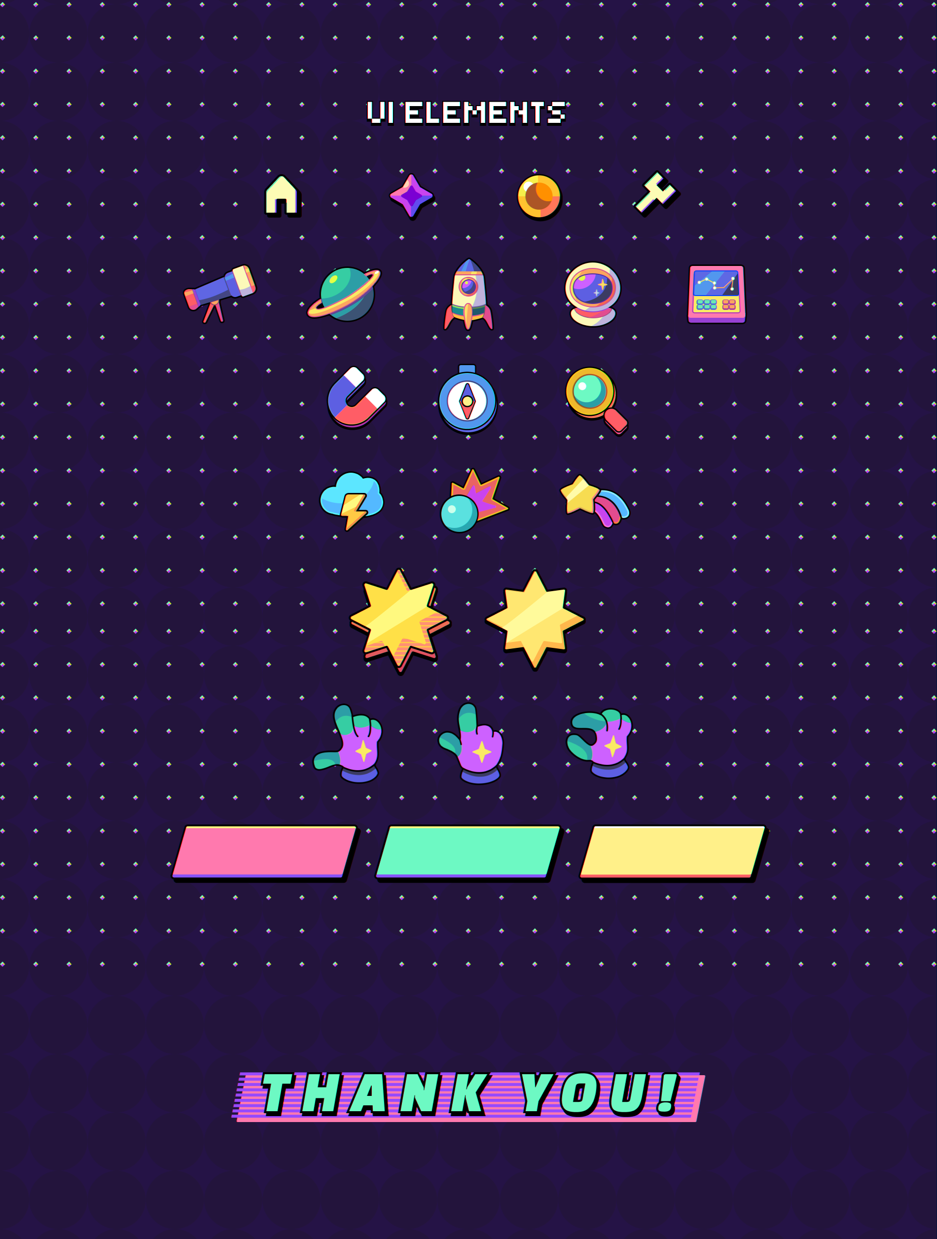 UI Elemets astronaut button cloud compass cosmos game game elements game kit game ui icon magnet magnifier meteorite mission planet rainbow rocket telescope ui ui kit