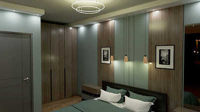 Green Room 1 (Night time) 3d graphic design