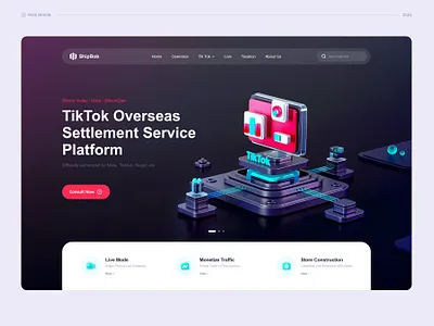 TikTok service webpage banner branding e commerce iot ui ux web design