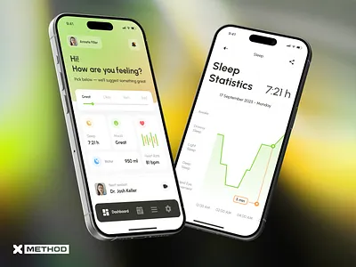 Health Tracker Mobile App app branding chart dashboard design figma health healthcare ios medcare mobile mood sleep tracker ui ux wellness