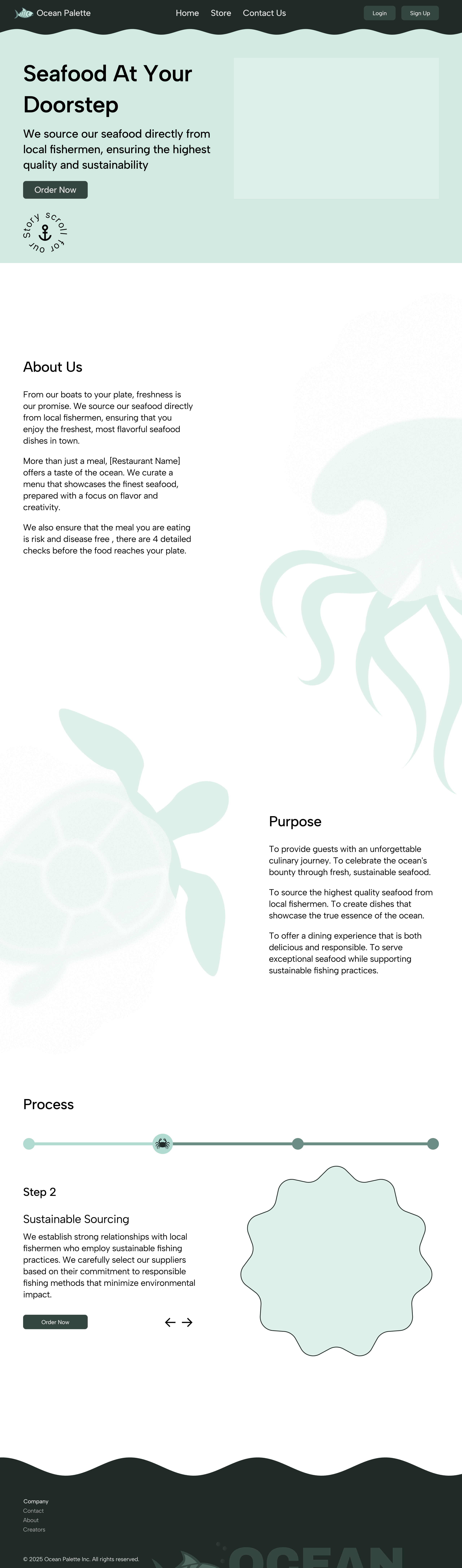 Landing Page for Seafood Restaurant design typography ui ux