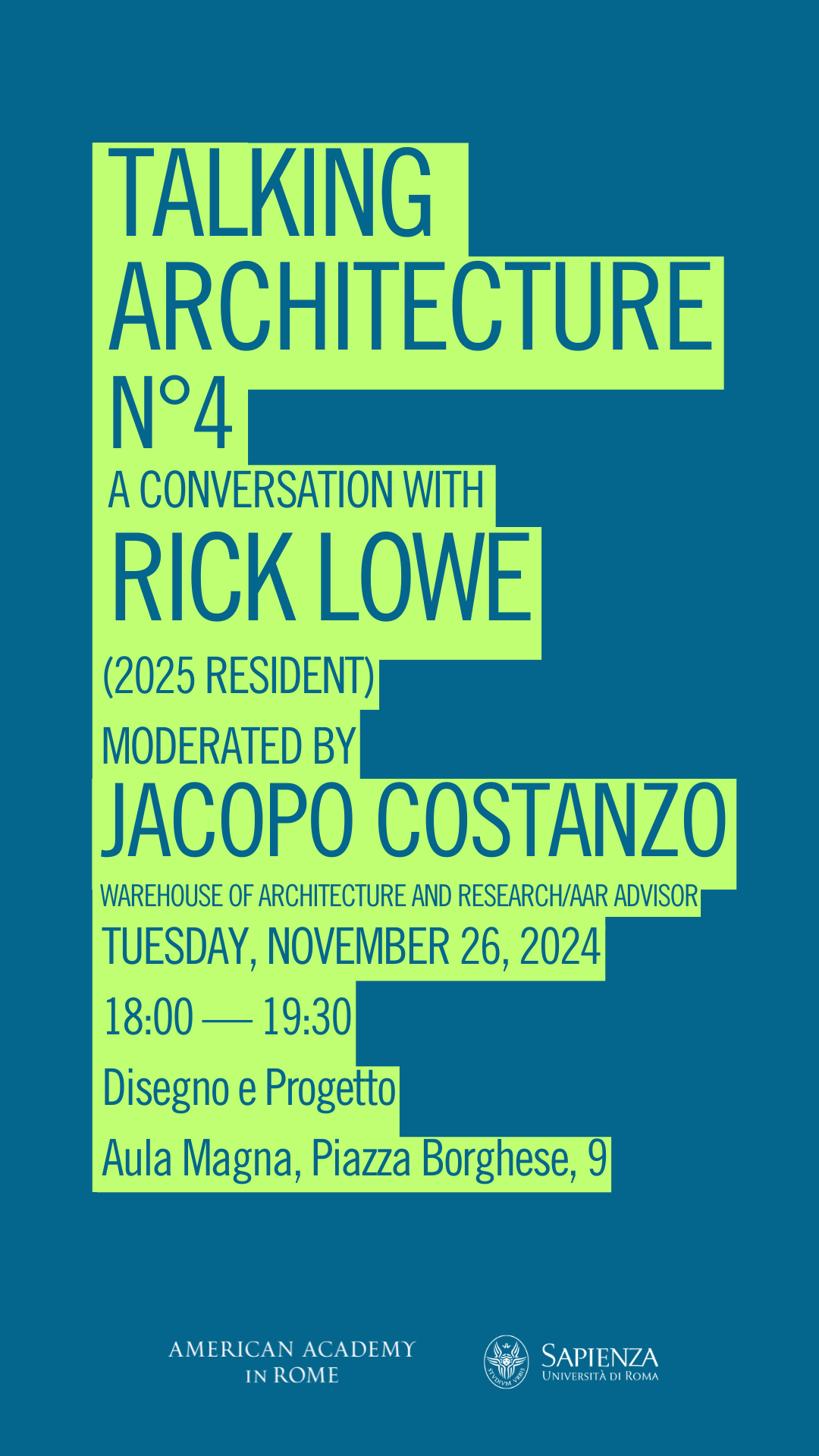 Architecture Event, Università di Roma "Sapienza" and AAR branding graphic design