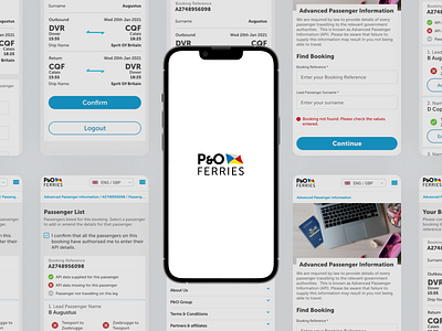 P&0 Ferries - Advanced Passenger Information design mobile application ui ux website