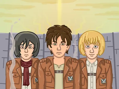 Attack on Titan anime armin armin arlert attack on titan eren eren yeager illustration illustrator mikasa mikasa ackerman