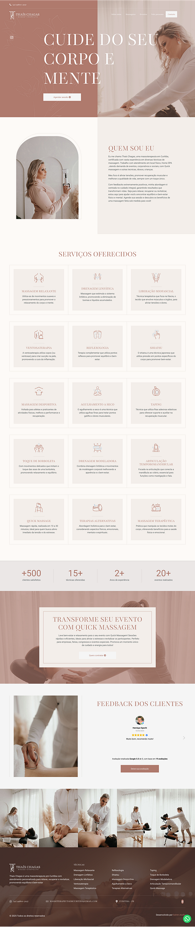 Website One Page - Thais Chagas - Massoterapia ui ux web design website