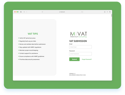 Millennium VAT design figma ui web development website website design