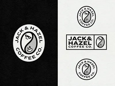 Jack & Hazel Coffee Co. badge beverage black and white branding cafeteria coffee coffee bean coffee comapny logo graphic design logo logo design logo set miami opposites packaging stamp sticker usa yin yang