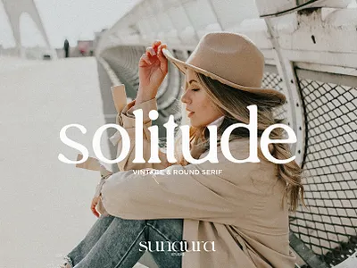 Solitude - Vintage & Round Serif aura bridge elegant font girl hat jacket jeans moon retro round serif solitude studio sun type typeface typography vintage woman