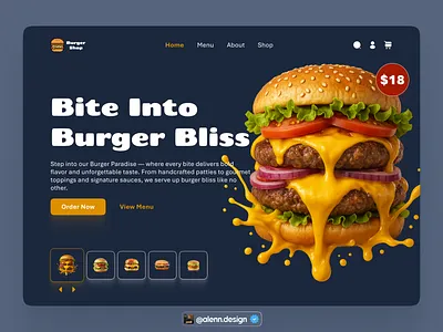 Burger Shop Website Hero Banner - UI Design app burger burgerking design app dribbble post eat fast food fastfood food delivery graphic design ios landing page mcdonalds order restaurant tasty food ui ui website website work