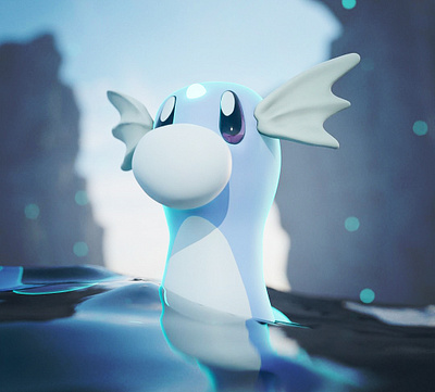 Stylized 3D fan art of Dratini 3d 3d art 3d character 3d modeling 3d pokemon 3d sculpting blender 3d character sculpt creature design cycles render digital sculpting dratini fan art game art high poly illustration nintendo pokemon pokemon fan art stylized 3d