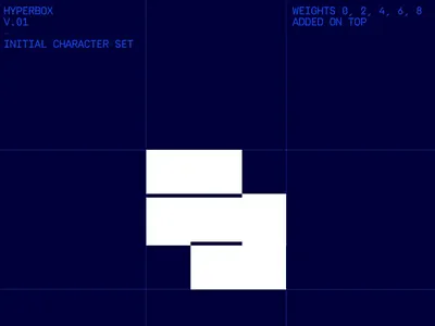 Hyperbox Typeface Construction abstract letter blueprint style character grid digital typography font blueprint font creation font process futuristic design glyph design graphic font letterform study minimal tech modular font structured form tech interface type structure type system vector lines visual coding