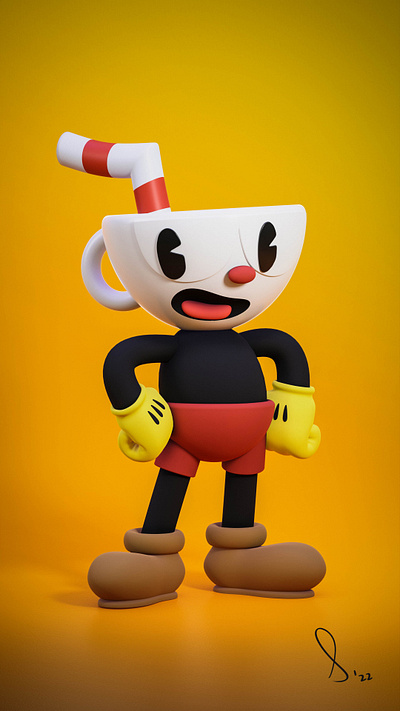 3D Fan Art: Cuphead Character Study 3d character design 3d modeling 3d render 3d sculpt blender 3d cartoon style character design character sculpting cuphead cuphead 3d cuphead fan art cycles render digital art fan art game art illustration rendering stylized character toon shader video game fan art
