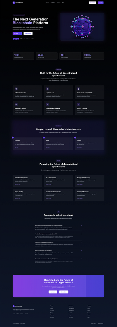 ChainSphere • Next‑Gen Blockchain Platform 3d animation ui