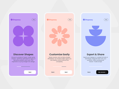Onboarding screens - Mobile UI Design app figma mobile onboarding shapes ui ux