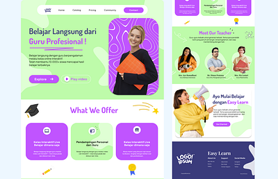 Easy Learn - Landing Page green hero section landing page learn purple school ui