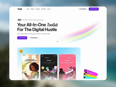 Hustle Landing Page blockchain crypto design fintech ui ux web3