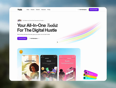 Hustle Landing Page blockchain crypto design fintech ui ux web3