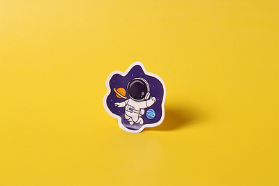 Cute Astronaut Die Cut Stickers artwork astronaut au shop australia brand branding die cut stickers graphic design illustration logo logo branding logo design logo printing outer space printing space lover sticker printing