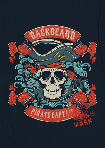 BACKBEARD advertise apparel branding captain clothing custom digital art drawing graphic design handdrawn illustration logo ocean pirates print design skeleton skull typograph vintage