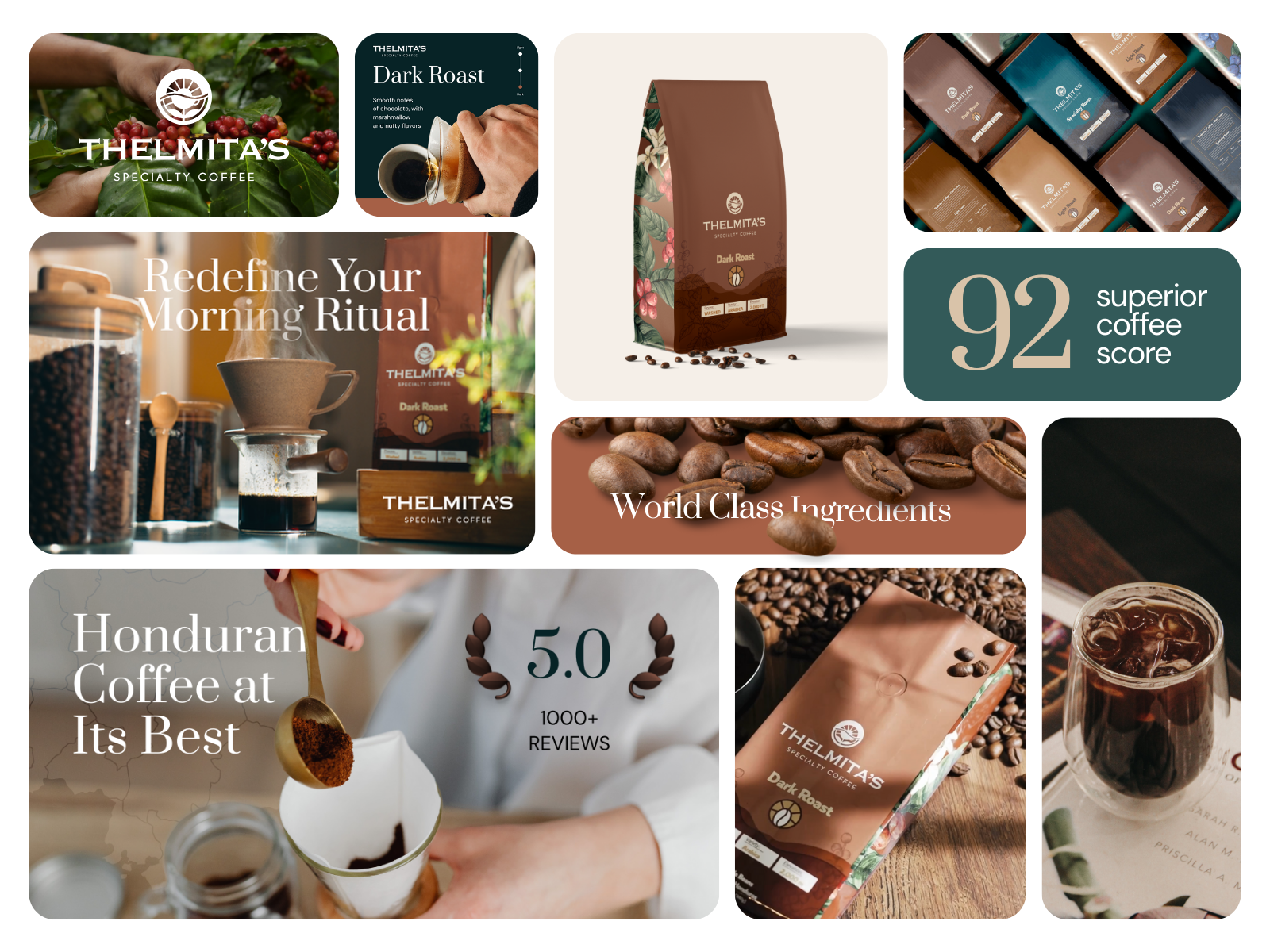 Thelmita's Coffee | CPG amazon a amazon a content amazon storefront branding ecommerce marketing material ui web design website design