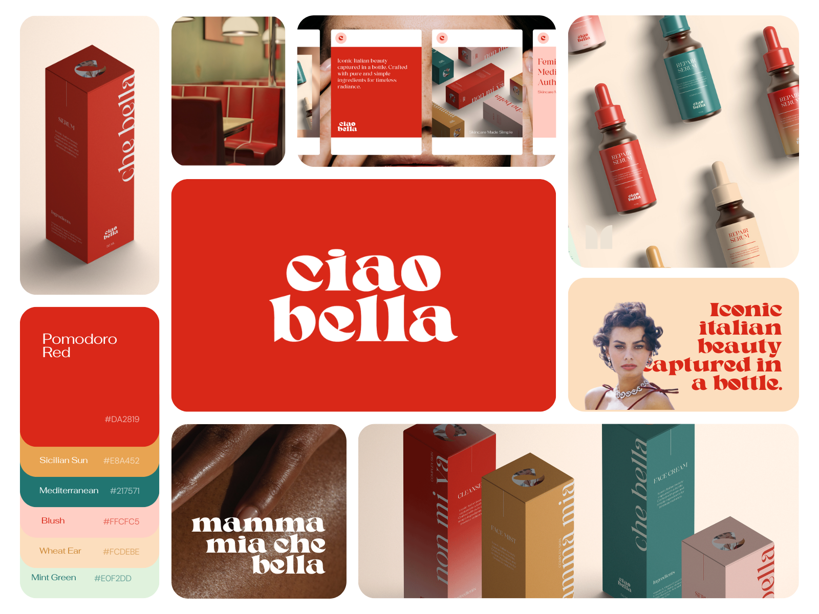 Ciao Bella | Skincare brand identity brand launch branding logo logo design marketing campaign packaging design skincare