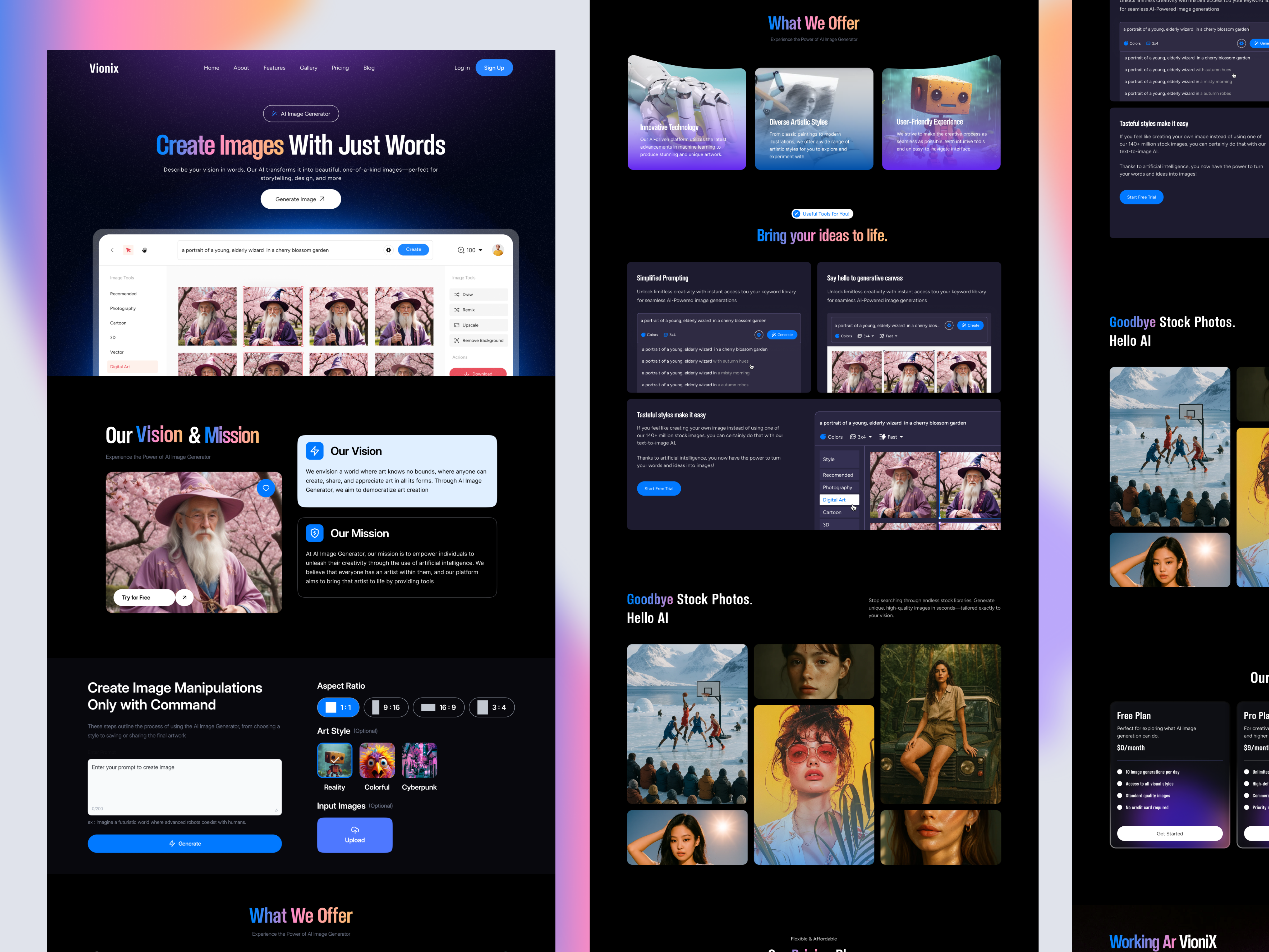New Era of AI Image Creating Software Design ai generate ai image generator ai video creation platform ai video creator aivideoediting artificial intellifence designforai generativevideo landing page no code website saas smartediting software website design video editing videomagicai website design