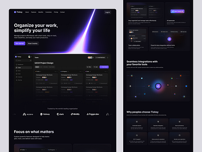 Task Management Landing Page activity calendar clean crm daily data graphic design landing page management planner product saas table task task management ui design web design website work workflow